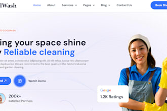 create a fast cleaning company website with online booking