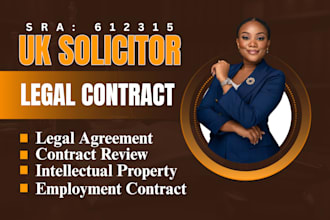 be UK solicitor for legal contract, contract review legal agreement and property