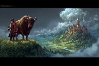 draw fantasy, post apocalyptic, background or concept art
