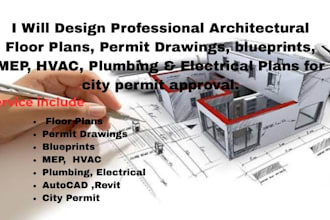draw autocad floor plans, blueprints, permit drawings, plumbing, electrical hvac