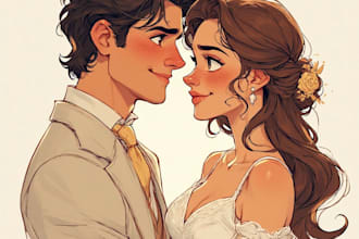 design couple portrait wedding portrait illustration