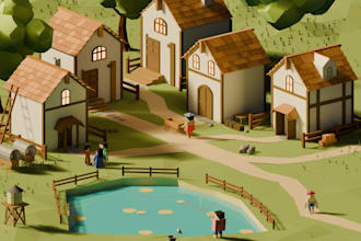 create low poly 3d environment