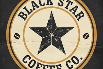 design a vintage black star logo for your brand