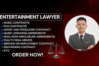 be your music contract entertainment lawyer and be your pro contract drafting