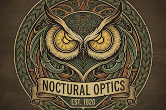 design a vintage owl eye logo for your brand