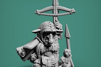 sculpt custom fantasy miniature,medieval dwarf figurine,barbarian character,stl