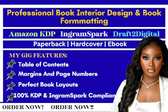 do book interior formatting, epub for KDP amazon and ingramspark, draft2digital