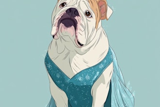 create  pet portrait illustration
