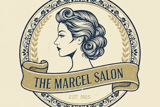 design a vintage hairstyle logo for your brand