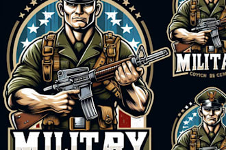 design a vintage military logo with t shirt design
