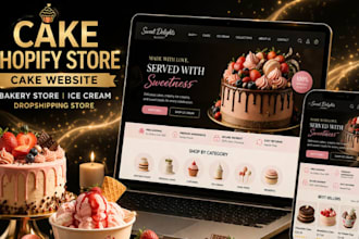 design cake shopify store cake website bakery store ice cream dropshipping store