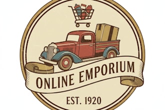 design a vintage online shopping logo for your brand