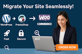 seamlessly migrate wordpress to zenfolio or prestashop website to woocommerce