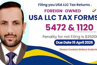 prepare and file us tax forms 1120 and 5472 1040nr for foreign owned us llc