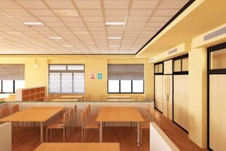 do school interior design,  lecture room, library, hostel, school hall, office