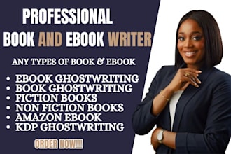 ghostwrite 50k words fiction and nonfiction as a book and ebook writer
