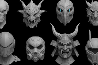 design custom 3d mask, 3d cosplay mask, 3d helmet for 3d printing