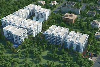 construct 3d luxury master plan community, cgi winter landscape,site plan layout