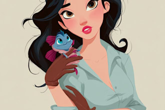 draw cartoon portrait in disney cartoon illustration