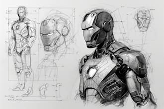 create professional concept art for characters suits or weapons