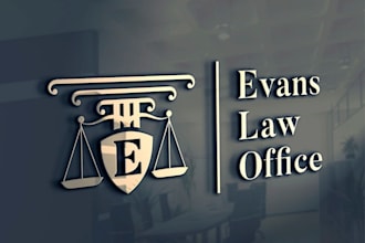 design attorney, unique law, consulting business and legal law firm logo