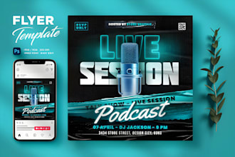 make a creative live show, podcast or talk show flyer design
