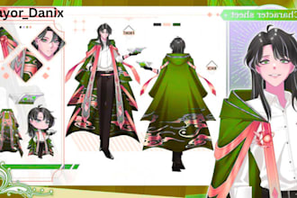 draw anime oc character reference sheet design for vtuber, game, furry or manga
