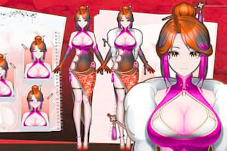 draw anime vtuber reference sheet character ref sheet design oc nsfw ref sheet