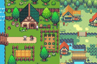 create 2d top down isometric pixel art tilesets, animated game assets animation
