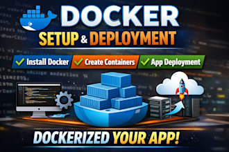install docker, create containers and deploy your application
