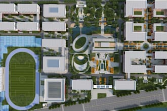 renovate 3d university campus,urban master plan, corporate campus, cgi landscape