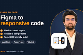convert figma to responsive vue, nuxt, react or nextjs code