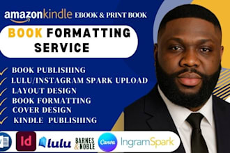 upload, format, edit book interior, ebook, print book for kindle kdp publishing