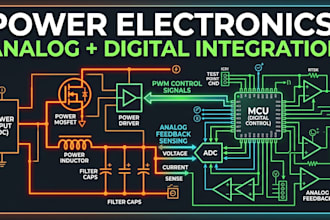power electronic pcb board schematic with analog and digital circuit integration