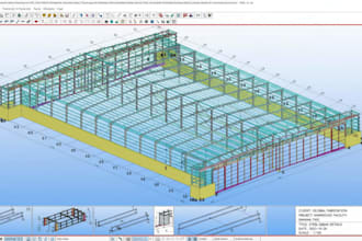 rebar detailing tekla model shop drawing, erection layout for steel structures