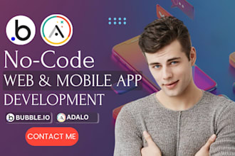 build no code mobile, web app on adalo bubble mvp saas adalo app developer