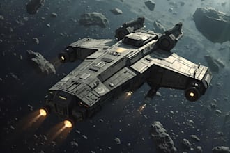 draw spaceship concept art or design a starship or scifi vehicle