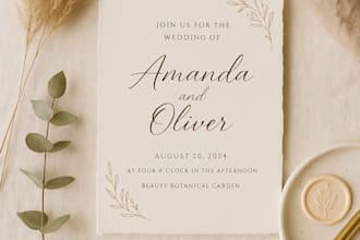craft boho style editable canva wedding invitations