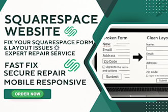 fix squarespace form, layout, or mobile issues professionally