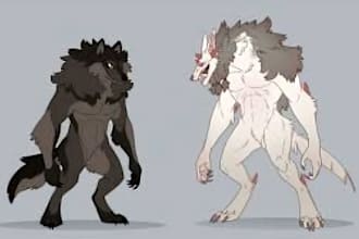 furry ref sheet lineart anthro character inking line work illustration ref sheet