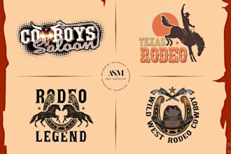 design retro western cowboy logo with vector illustration