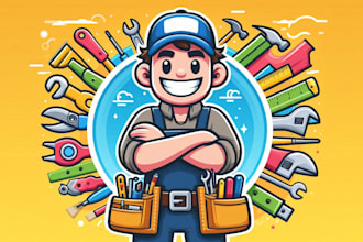 create cartoon mascot handyman, tradesman logo design for any of your business