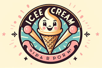 design vintage mascot ice cream parlor logo for gaming,youtube,website