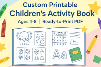 design a printable kids activity book for ages 4 to 8