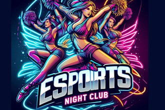 create colorful bar night club cheerleading dance logo