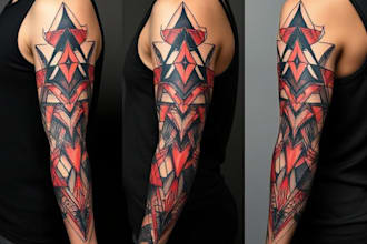 create sleeve tattoo design in geometric style