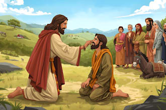 illustrate bible themed illustration and do christian children story illustratio