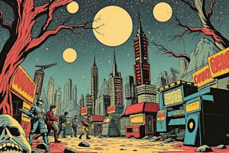 create cool retro comic art design illustration