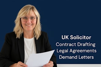 draft and review contracts, legal agreements, demand letters as a UK solicitor