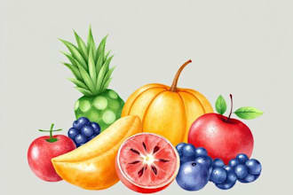 draw watercolor and digital fruits for your logo